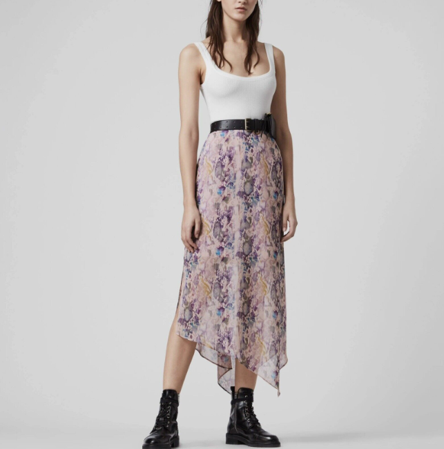 Have one to sell? Sell now All Saints Rhea Masala Midi Skirt, Mink Pink, Summer Lightweight, Size 2, NWT