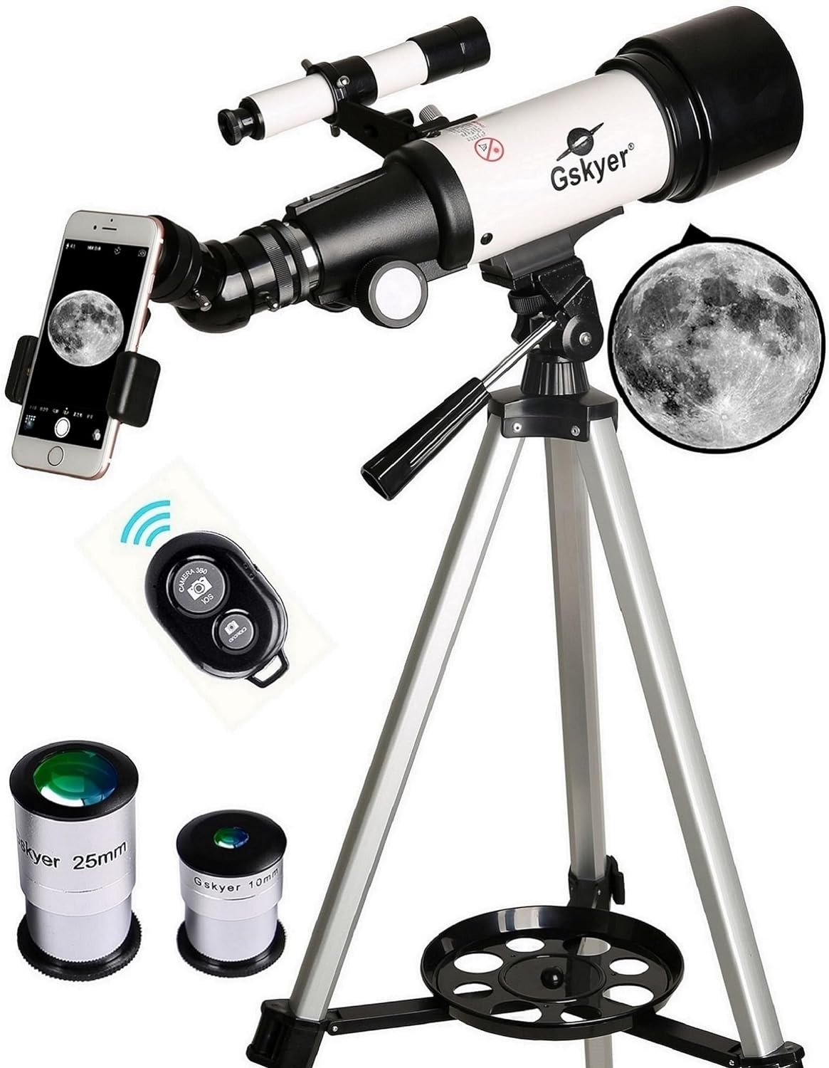 Gskyer Telescope • 70mm Aperture • 400mm AZ Mount • Astronomical Refracting Telescope • for Kids Beginners • Travel Telescope • with Carry Bag • Phone Adapter and Wireless Remote