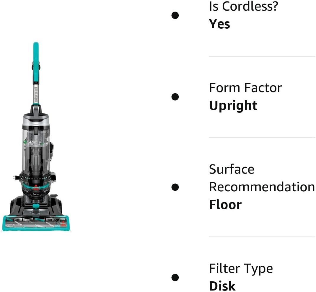 Bissell CleanView Swivel Rewind Pet Reach Vacuum Cleaner, with Quick Release Wand, Swivel Steering and Automatic Cord Rewind, 3197A (Color may vary),Black